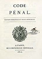 Première page du Code pénal de 1810 (c) Fondation Napoléon