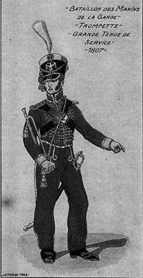 Bataillon des Marins de la Garde : Trompette, grande tenue de service, 1807