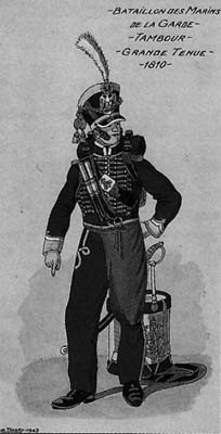 Bataillon des Marins de la Garde : Tambour, grande tenue, 1810