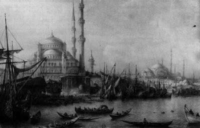 Constantinople, le port et la mosquée