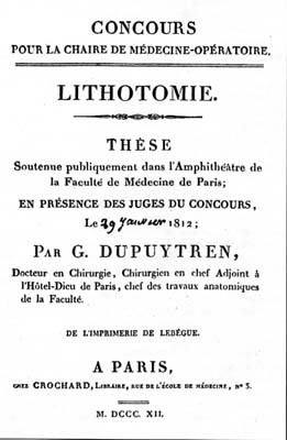 Page de titre de la thèse de Dupuytren