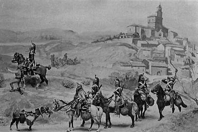 Patrouille de dragons en reconnaissance en Espagne en 1813