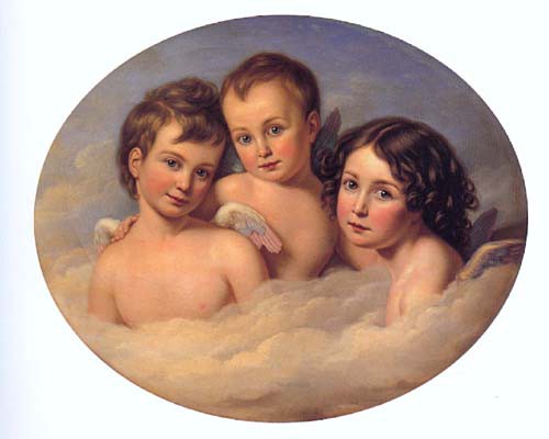 Les trois premiers enfants du prince Eugène en angelots
