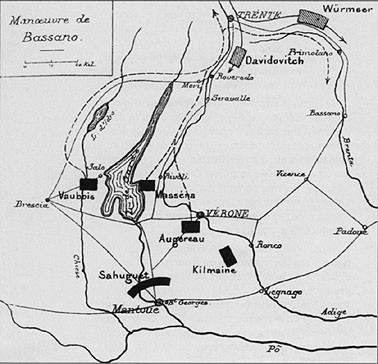 Map of the Bassano manoeuvre