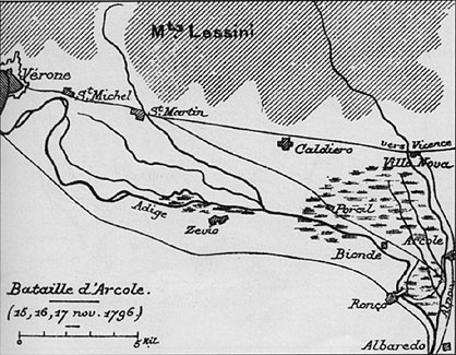 Map of the battle of Arcole