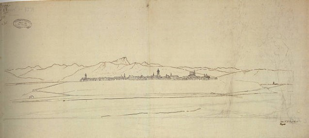 Vue de la ville de Coni, le 27 avril 1796 (reproduction de gauche)