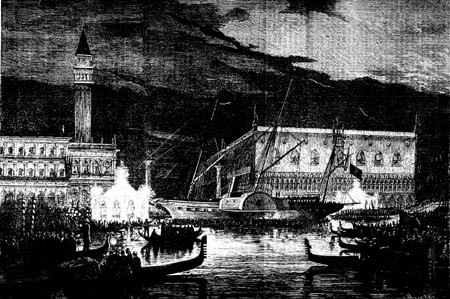 The Empress’s stay in Venice. Serenata performedin honour of the Empress on board ‘l’Aigle’ moored below the Piazzetta.