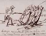 Satire(!). Mr. de Lesseps encountering a layerof old Turks which prevents him from passing further