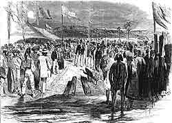 The first blow of the pick axe. The inauguration of theconstruction work on the Suez Canal, 21<sup>st</sup> April, 1859