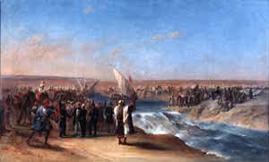 Last blow of the pick axe given by Ali Pasha to create the reservoir on the Suez plain