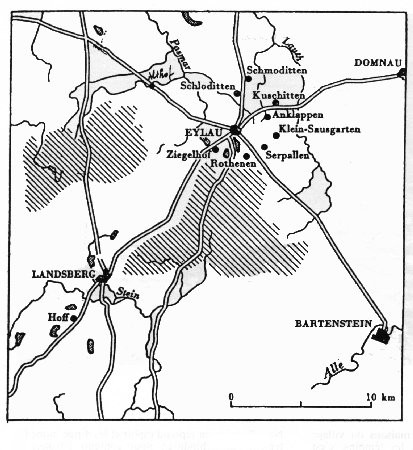 Map of Eylau and its environs