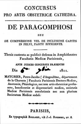 Title page of Pierre-Jacques Maygrier’s thesis in competition for the chair of obstetrics