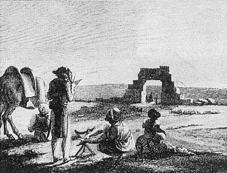 Vivant Denon drawing the ruins of Hieraconpolis,