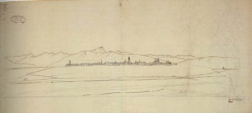 Vue de la ville de Coni, le 27 avril 1796