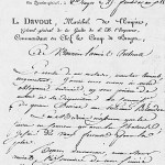 Lettre autographe du maréchal Davout, commandant en chef du camp de Bruges.