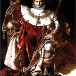 Napoleon on the imperial throne in his coronation robes