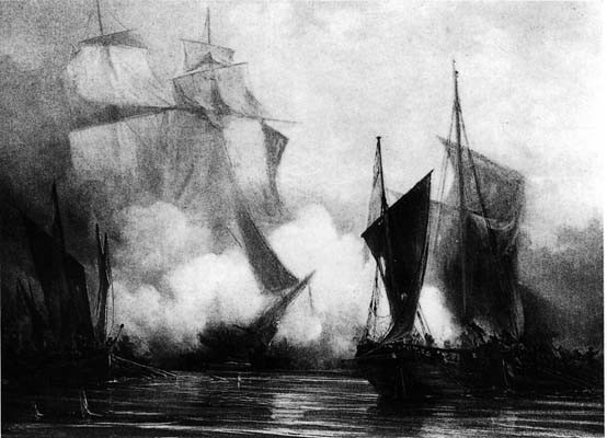 Nelson attacking the fleet off Boulogne on the 3th and 4th
August 1801