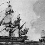 The French vessel <i>La Bayonnaise</i> capturing a Britishship in December 1798