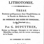 Title page of Dupuytren’s thesis in competitionfor the chair of operatory medicine