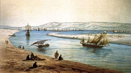 Suez, felouques sur le canal