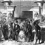 Exposition universelle de 1867.Leurs Majestés impériales et le Vice-roi d’Egypte visitent le temple d’Edfou