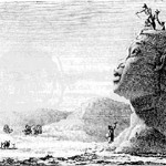 Le sphinx mesuré par les savants près des Pyramides