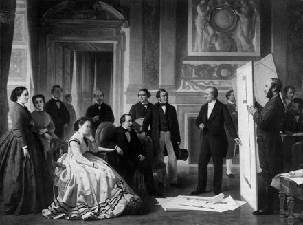 Napoléon III examine les plans de Paris. © Photothèque Tallandier.
