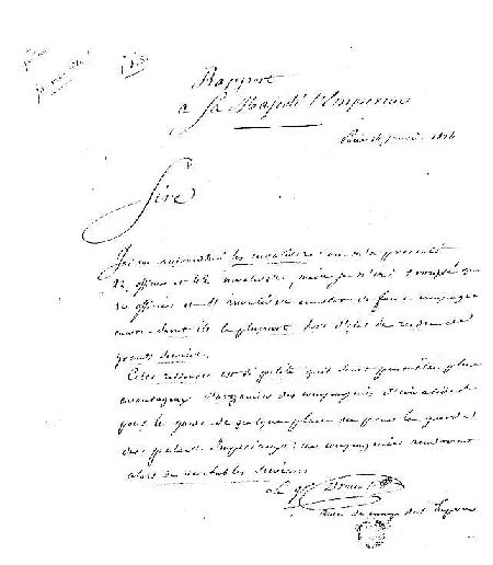 Autographe de Drouot, fac-similé d'un rapport à l'Empereur, en date du 14.1.1814