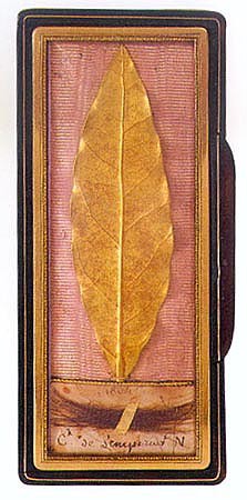 Snuff box containing a golden leaf from the coronation crown