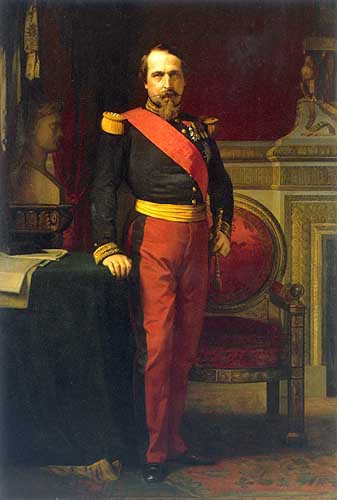 Portrait en pied de Napoléon III, en uniforme de général de brigade, dans son Grand Cabinet aux Tuileries