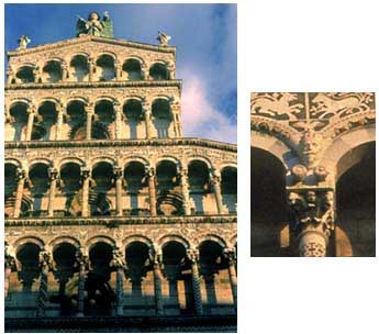 Lucques – Eglise San Michele : buste de Napoléon III (détail de la façade)