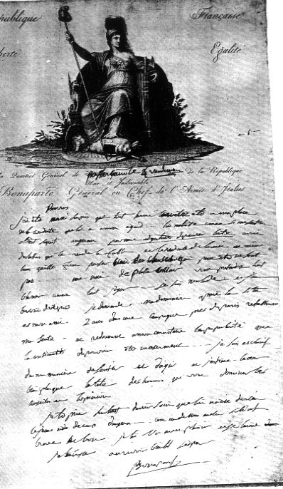 Letter of Bonaparte to Barras, Passeriano, 4 Vendémiaire, 1797, Coppet Collection