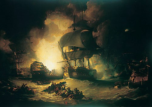 The destruction of l’Orient during the Battle of the Nile (Aboukir)