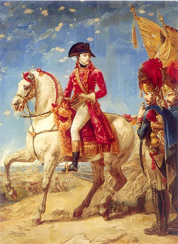 Bonaparte Premier Consul distribue des sabres d’honneur aux grenadiers de sa garde après la bataille de Marengo le 14 juin 1800