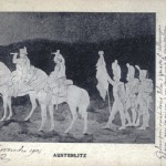 Carte postale ancienne. Austerlitz : Napoléon observe à la lunette le champ de bataille