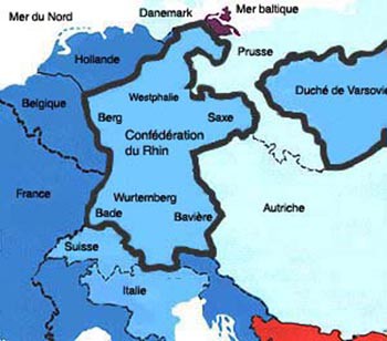 Carte De Leurope Avec La Confédération Du Rhin 1806