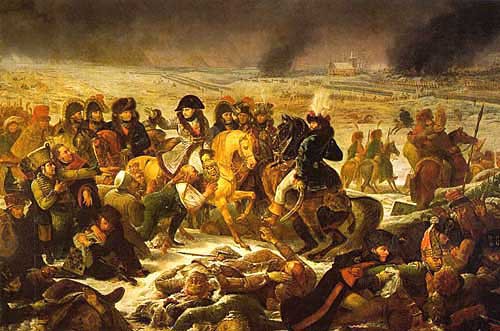 Napoleon visiting the battlefield at Eylau, 9 February, 1807