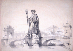 Projet architectural, Paris : Pont scindé en deux soutenant la statue colossale de Napoléon Ier