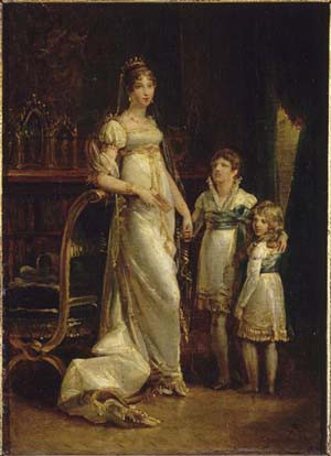 La reine Hortense et ses deux fils, Napoléon-Louis (1804-1832) et Louis-Napoléon (1808-1873)