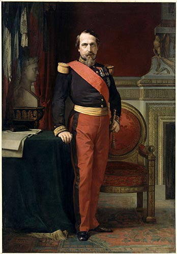 Portrait en pied de Napoléon III, en uniforme de général de brigade, dans son Grand Cabinet aux Tuileries