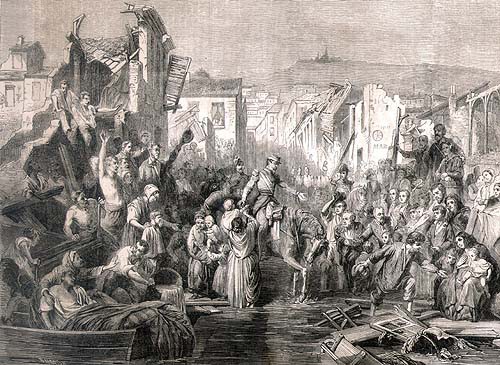 H.M. the Emperor distributing aid to the flood victims of Lyons