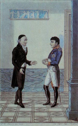 Goethe and Napoleon I meeting in Erfurt (Germany) in the governor’s palace