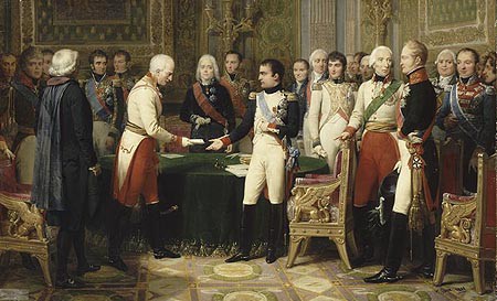 L’entrevue d’Erfurt, 27 septembre – 14 octobre 1808 : Napoléon Ier recevant le baron Vincent, diplomate autrichien et envoyé de l’empereur d’Autriche