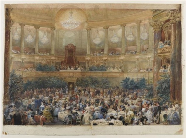 Souper offert par l’empereur Napoléon III à la reine Victoria dans la salle de l’Opéra du château de Versailles, le 25 août 1855