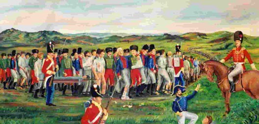 Soldats britanniques escortant des prisonniers français © DR