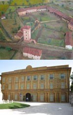 <i>Top: model of the hamlet of Marengo; bottom: front of the museum</i>” />8 – The sites<BR>This room presents images of sites of the conflicts during the period 1796-1800 in the wider area around Alessandria and Marengo, including notably one of the (later destroyed) fortress of Tortona.<BR> <BR>9 – The restoration of Villa Delavo, 1966-68<BR>This room is dedicated to the restoration of the exceedingly dilapidated villa in the late 1960s. It includes photographs of the famous carriage used by Napoleon in 1805, which once belonged to the museum but which is now in private hands.<BR> <BR>10 – The large model of the battle<BR> <BR>11 – The museum in 1989<BR>In addition to the large model of the battle in room 10, three further models (illustrating key moments in the battle of Marengo) can be seen here in room 11. These were made and placed here in 1989. They show the Austrian troops crossing the Bormida on the morning of the battle, the combat on the Fontanone canal, and the meeting between Bonaparte and Desaix at San Giuliano. Also here is a model of the hamlet of Marengo as it was when the battle took place.<BR> <BR>12 – Current alterations<BR> This room is dedicated to the restoration performed on the villa after the earthquake of 2003.<BR> <BR>13 – The future<BR>The multi-media installation in this room is a taste of how the museum may look in the future.<BR><!-- /paragraph6 --></p>
<p><!-- paragraph7 --><!-- paragraphimage7 --><!-- paragraph8 --><!-- paragraphimage8 --><!-- paragraph9 --><!-- paragraphimage9 --><!-- paragraph10 --><!-- paragraphimage10 --></p>
									</div><!-- .entry-content -->
																		<div id=