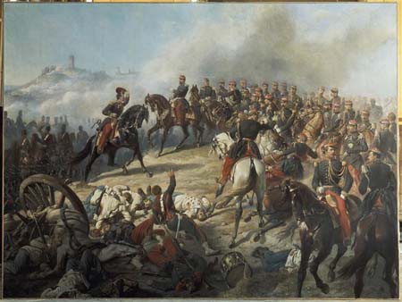 Napoleon III and his military staff at the Battle of Solferino, 24 June, 1859