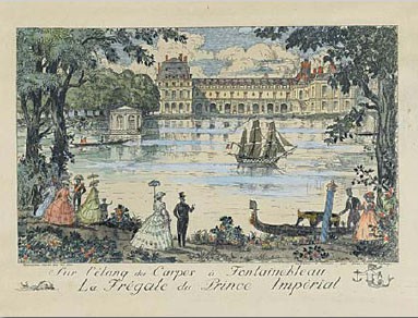 La frégate du Prince impérial sur l’étang des carpes du château de Fontainebleau