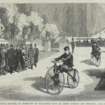 Le Prince impérial se promenant en vélocipède dans le jardin des Tuileries