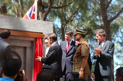Speech at inauguration of the Monument to commemorate the British landing on 29th November 1810, at Bain Boeuf, Mauritius